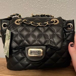 Badgley Mischka black Quilted Leather Handbag